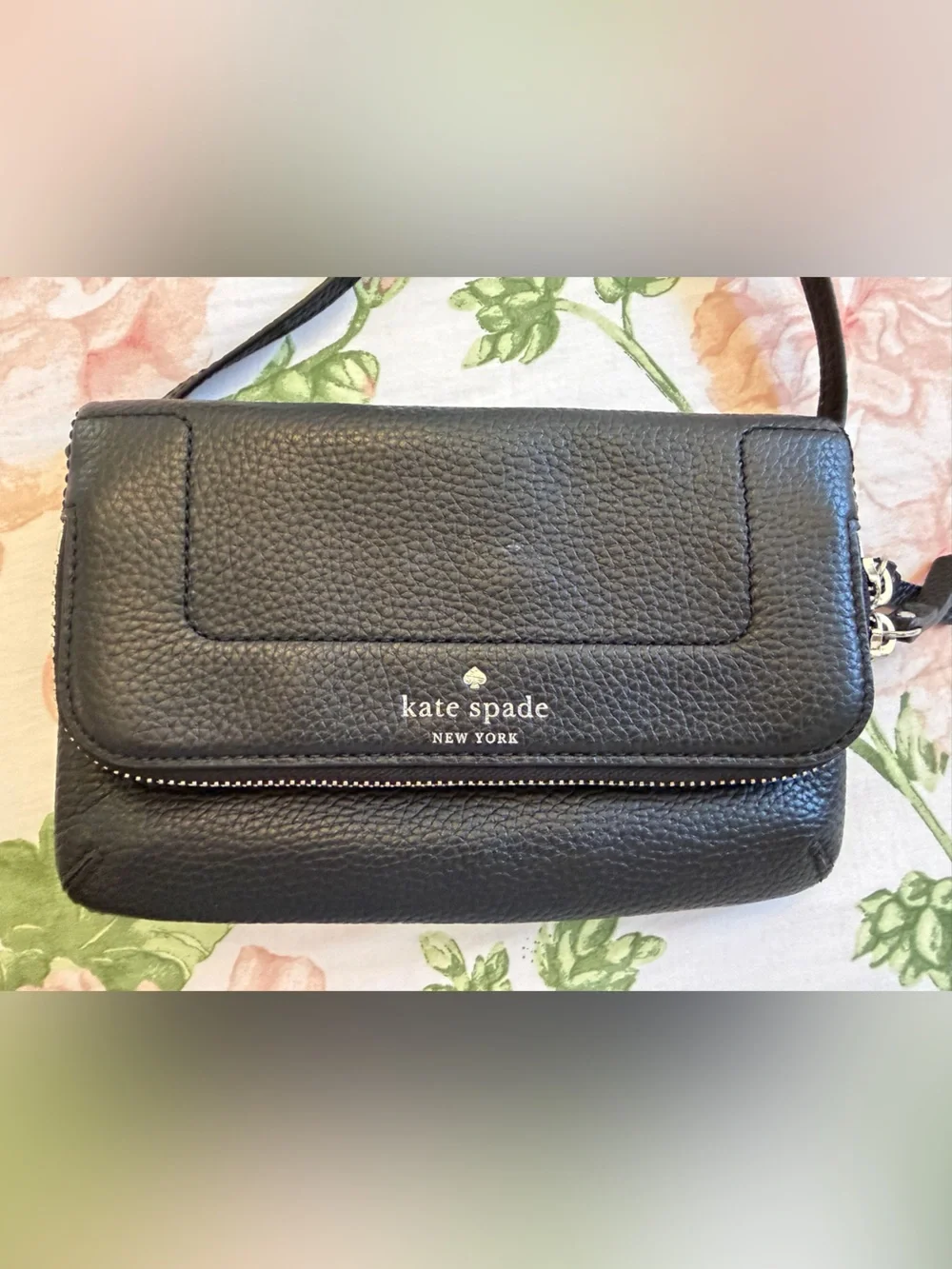 kate spade Black Pebbled Leather Crossbody Purse